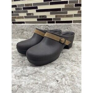 Crocs Sarah Mule Clog Shoes Women's 8 Brown Comfort Slip On Platform 2.25" Heel